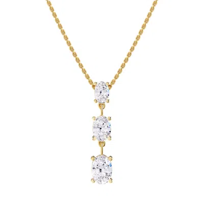 Diamond2deal 14k Yellow Gold 2.20 Ct Oval Cut Lab Grown Diamond Pendant Necklace 18" Chain Vvs-vs