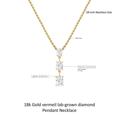 Diamond2deal 14k Yellow Gold 2.20 Ct Oval Cut Lab Grown Diamond Pendant Necklace 18" Chain Vvs-vs