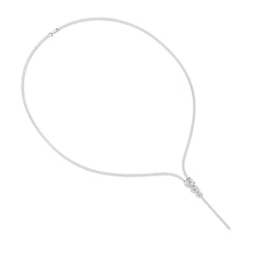 Diamond2deal 14k White Gold 7 Ct Round Lab Grown Diamond Tennis Drop Necklace 18" Vvs-vs In Metallic