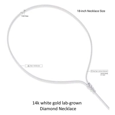 Diamond2deal 14k White Gold 7 Ct Round Lab Grown Diamond Tennis Drop Necklace 18" Vvs-vs In Metallic