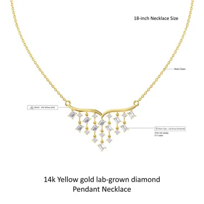 Diamond2deal 14k Yellow Gold 3 Ct Radiant Cut Lab Grown Diamond Pendant Necklace 18" Chain Vvs-vs