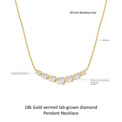 Diamond2deal 14k Yellow Gold 2.8 Ct Round Lab Grown Diamond Pendant Necklace 18" Chain Vvs-vs