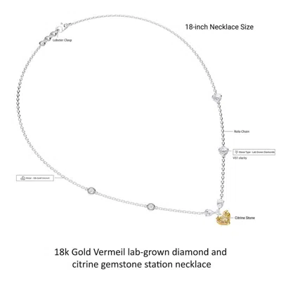 Diamond2deal 925 Sterling Silver Two-tone 3 Ct Heart Shape White Yellow Lab Grown Diamond Pendant Ne In Metallic