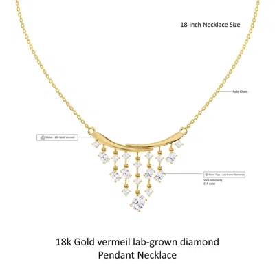 Diamond2deal 14k Yellow Gold 2.6 Ct Oval Cut Lab Grown Diamond Pendant Necklace 18" Chain Vvs-vs