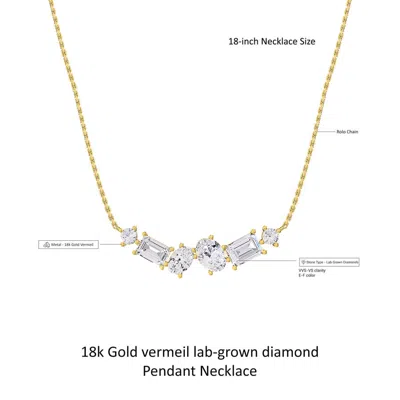 Diamond2deal 14k Yellow Gold 3 Ct Multi Shape Lab Grown Diamond Pendant Necklace 18" Chain Vvs-vs
