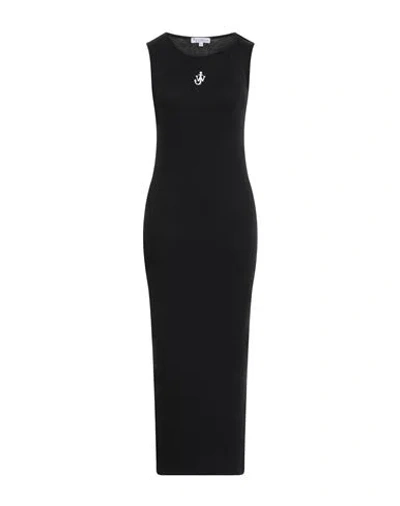 Jw Anderson Anchor Embroidered Body-con Twisted Strap Midi Dress In Black