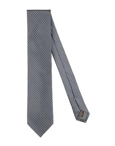 Canali Man Ties & Bow Ties Slate Blue Size - Silk In Gray