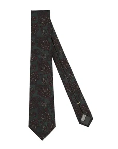 Canali Man Ties & Bow Ties Dark Green Size - Silk In Multi