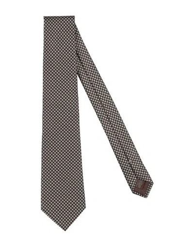 Canali Man Ties & Bow Ties Dark Brown Size - Silk In Gray