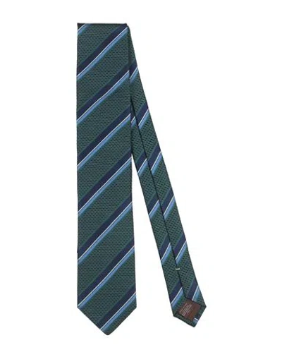 Canali Man Ties & Bow Ties Dark Green Size - Silk In Multi