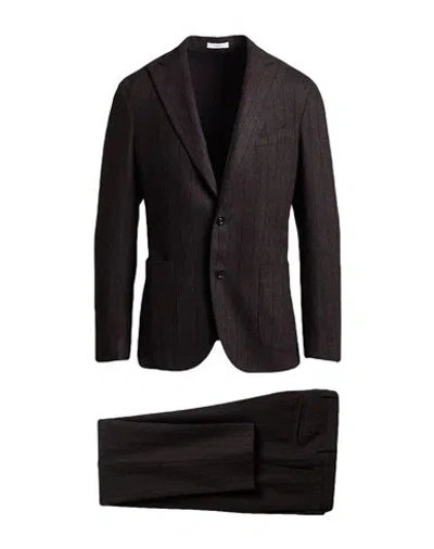 Boglioli Man Suit Dark Brown Size 38 Virgin Wool In Purple