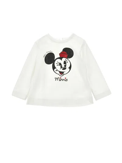Monnalisa Kids'  Appliqués Minnie T-shirt In White