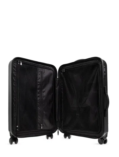 Emporio Armani Debossed-monogram Four Wheel Suitcase In Gray