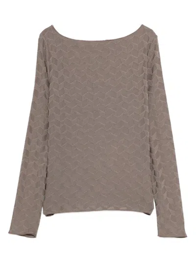 Emporio Armani Boat-neck Jumper Geometric Long Sleeves In Gray