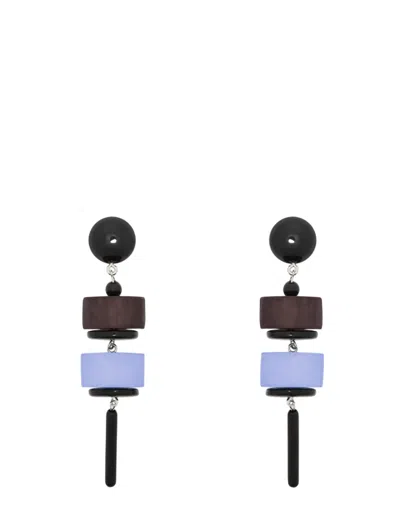 Emporio Armani Oversized Pendant Earrings With Geometric Elements In Multi