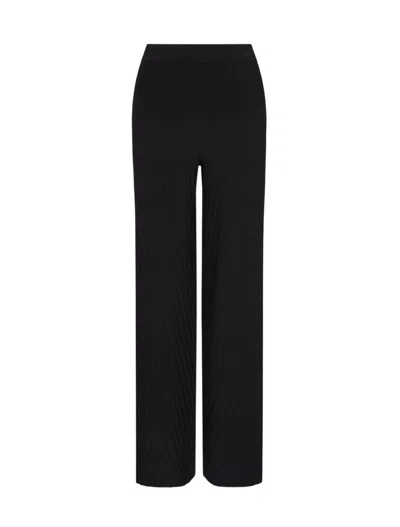 Emporio Armani Travel Essentials Capsule Collection Viscose-blend Trousers With An Embossed Motif In Black