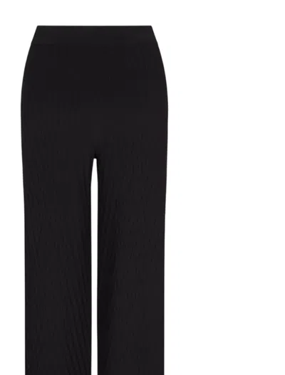 Emporio Armani Travel Essentials Capsule Collection Viscose-blend Trousers With An Embossed Motif In Black