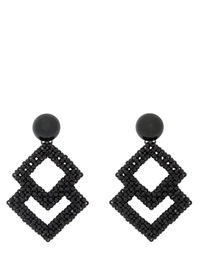 Emporio Armani Pendant Earrings With Faceted Micro Spheres In Black