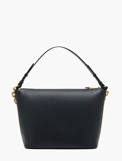 Emporio Armani Ppa Leather Medium Hobo Bag With Chain In Black