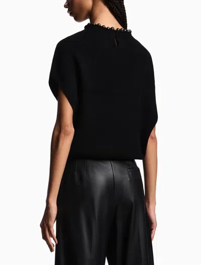 Emporio Armani Virgin Wool And Cashmere Top With Oversized Metal Spheres In Black