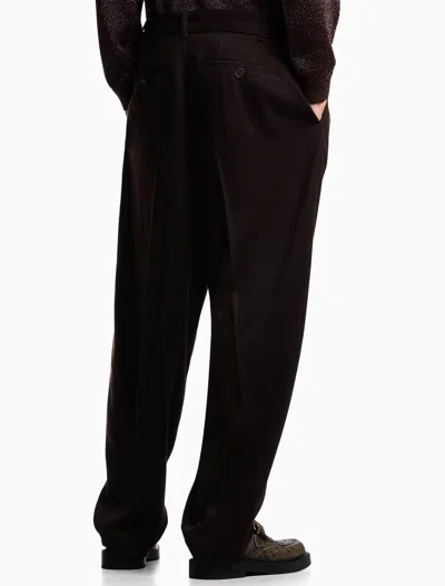 Emporio Armani L And Cashmere Pants With Belt In Brown