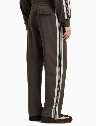 Emporio Armani Asv Jersey Trousers With Elasticated Waist And Contrasting Bands In Green
