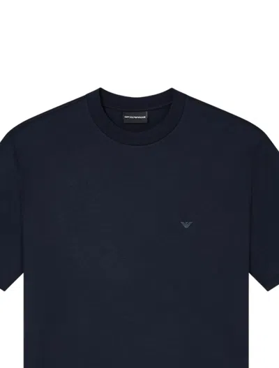 Emporio Armani Logo-embroidered Crew-neck T-shirt In Blue