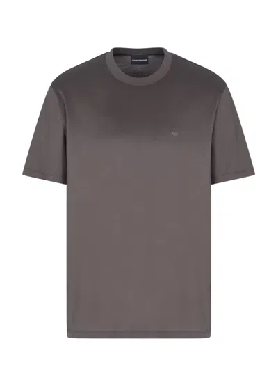 Emporio Armani Eagle-logo Crew-neck T-shirt In Gray