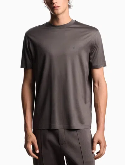 Emporio Armani Eagle-logo Crew-neck T-shirt In Gray