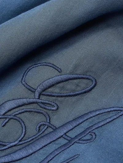 Emporio Armani Oversized Modal Stole With Ea Signature Embroidery In Blue