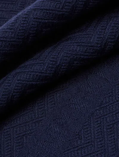 Emporio Armani Wool Scarf With Chevron Motif In Blue