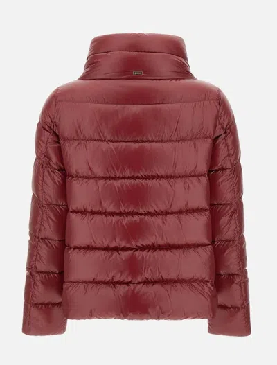 Herno Structured Bordeaux Polyamide Coat In Red