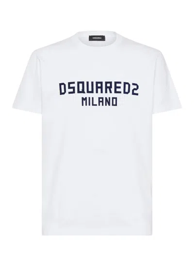 Dsquared2 White Crewneck T-shirt With Logo Lettering On The Front In White