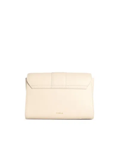 Furla 'urban S' Cream Lear Crossbody Bag In White