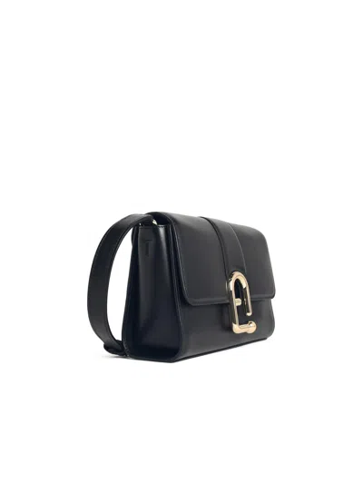 Furla 'urban S' Black Lear Crossbody Bag In Black