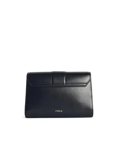 Furla 'urban S' Black Lear Crossbody Bag In Black