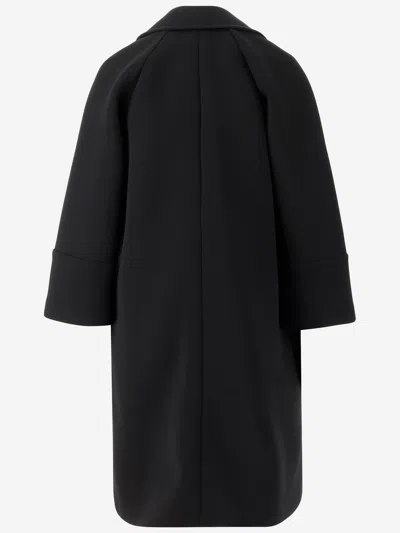 Fit Double-breasted Coat In Black