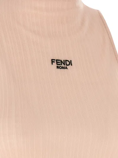 Fendi Cotton Top Finished With Ruffles In Pink