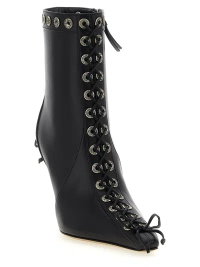 Mach&mach Mach & Mach 'crystalized Corset' Ankle Boots In Black