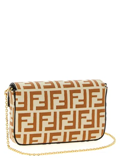 Fendi Ff Diamonds Leather Wallet On Chain In Multi