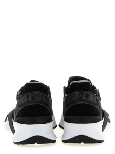 Fendi Structured Stitched Collar Sole Sneakers In Black