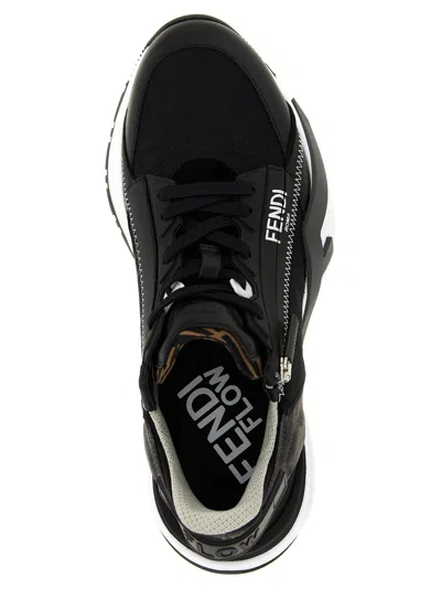 Fendi Structured Stitched Collar Sole Sneakers In Black