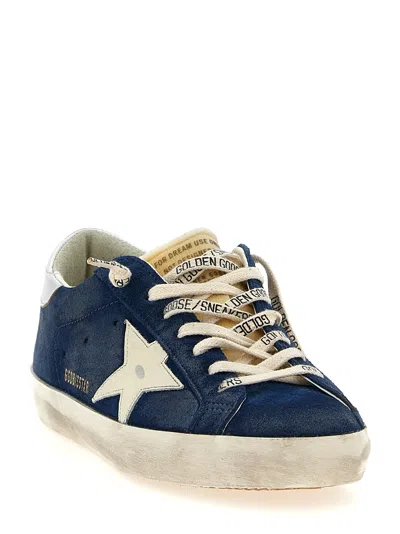 Golden Goose Super-star Suede Upper And Toe Foam Tongue Leather Star Laminated Heel Sneakers Blue In Blue