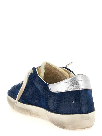 Golden Goose Super-star Suede Upper And Toe Foam Tongue Leather Star Laminated Heel Sneakers Blue In Blue