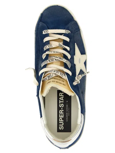 Golden Goose Super-star Suede Upper And Toe Foam Tongue Leather Star Laminated Heel Sneakers Blue In Blue