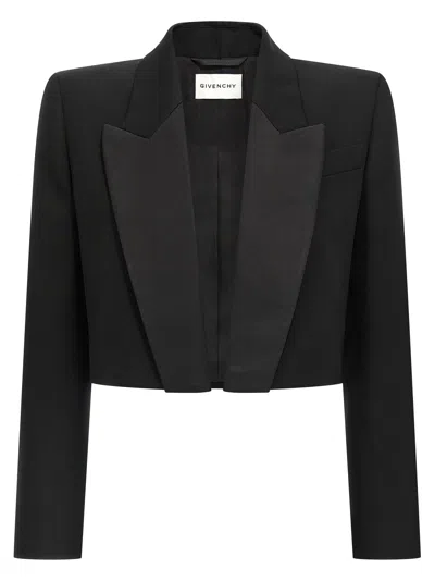 Givenchy Peak-lapel Padded-shoulder Blazer In Black