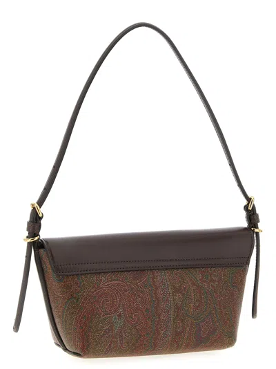 Etro Cotton Blend Shoulder Bag With Paisley Pattern In Brown