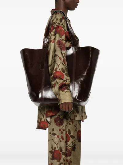 Golden Goose Leather Tote Bag Adjustable Strap In Brown