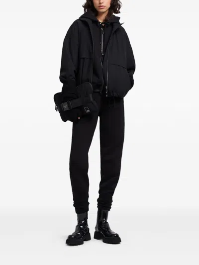 Emporio Armani Long Sleeve Hooded Drop Shoulder Two-way Zip Jacket In Black
