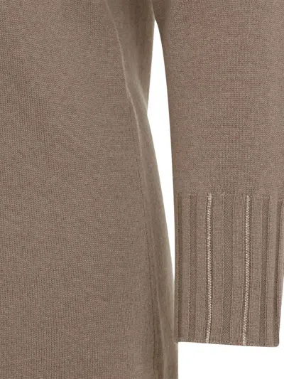 Fabiana Filippi Cortex Brown Virgin Wool Knit Midi Dress In Gray